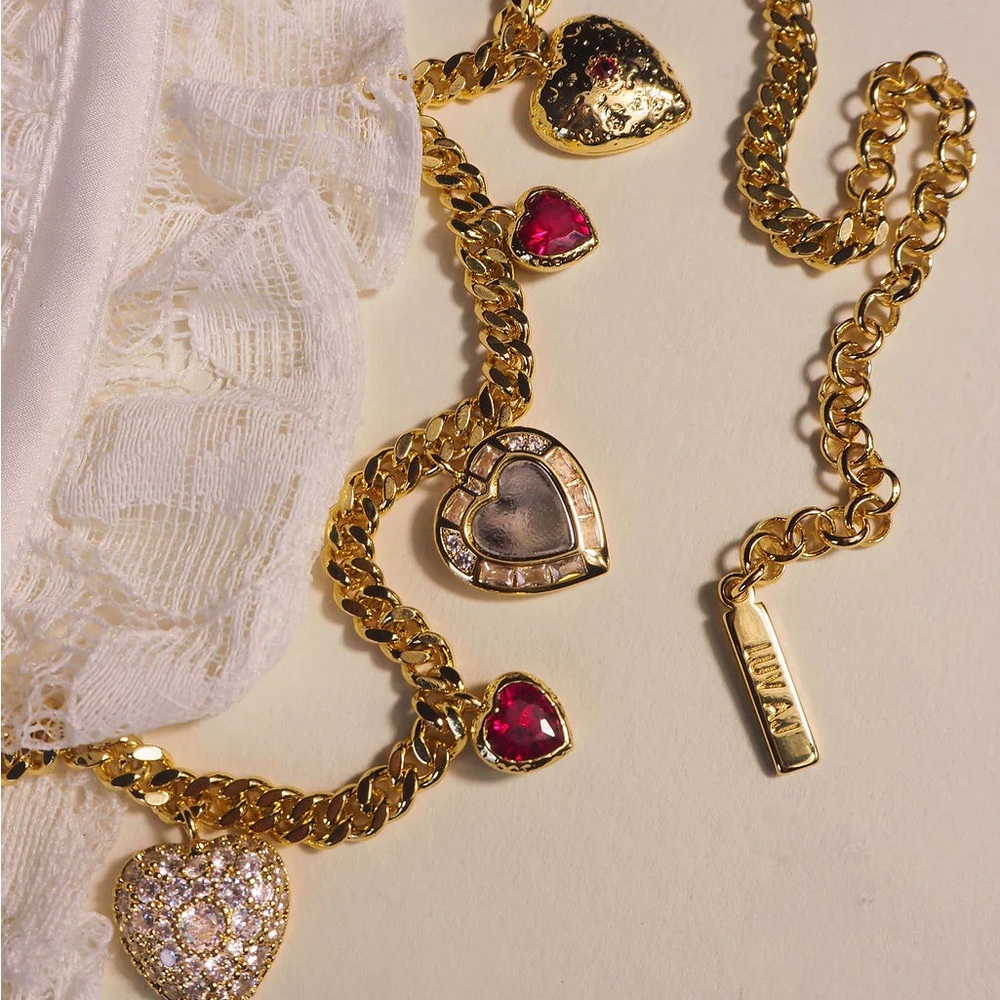 For Love & Lemons LUV AJ Hanging Hearts Charm Necklace